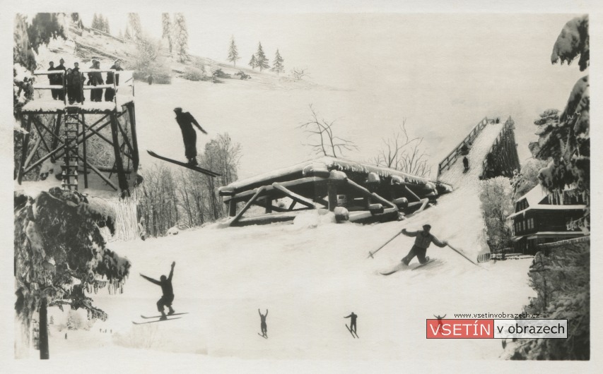 Pozdrav z II. veř. lyžařských závodů na Vsackém Cábě, konaných ve dnech 9. a 10. února 1935